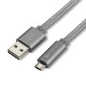 4SMARTSGLEAMICRO1MGRIS - Câble renforcé 1M prise aluminium USB vers MicroUSB avec voyant charge