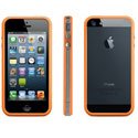 BUMPIP5ORANTRANS - Contour Bumper Orange iPhone 5 avec boutons gris métal