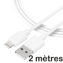CDATAIP52M - Câble USB vers Lightning pour iPhone et iPad de 2 mètres coloris blanc