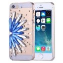 CRYSTALFLOWERIP5SLEU - Coque avec cristaux Fleur bleue pour Iphone SE et 5s