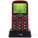 DORO1361ROUGETVA - Téléphone sénior Doro 1361 rouge avec socle de chargement