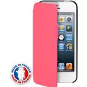 ETUICOXIP5MIFROSE - ETUICOXIP5MIFP Etui coque rabat latéral rose rabat latéral pour iPhone 5s made in france