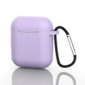 GEL-AIRPODLILAS - Coque souple en gel lilas pour boitier Apple Airpods avec mousqueton