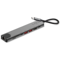 LINQ-HUBUSBC8EN1 - Linq Adaptateur Type-C 8 en 1 HDMI Ethernet USB-C USB-3.1 coloris gris foncé