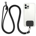 TCOU-NOIR - Cordon tour de cou noir détachable et ajustable fixation universelle pour coque téléphone
