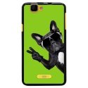 TPU1RAINBOWCHIENVVERT - Coque Souple en gel noir pour Wiko Rainbow avec impression Motifs chien à lunettes sur fond vert