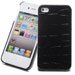 COVIP4-CROCO - Coque arrière noire imitation croco pour iPhone 4S 4