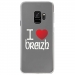 CRYSGALAXYS9COEURBREIZH - Coque rigide transparente pour Samsung Galaxy S9 avec impression Motifs coeur rouge I Love Breizh
