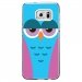 CRYSGALS7EDGECHOUETTE4 - Coque rigide transparente pour Samsung Galaxy S7-Edge avec impression Motifs chouette endormie bleue