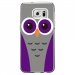 CRYSGALS7EDGECHOUETTE5 - Coque rigide transparente pour Samsung Galaxy S7-Edge avec impression Motifs chouette mauve et grise