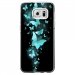 CRYSGALS7EDGEPAPILLONSBLEUS - Coque rigide transparente pour Samsung Galaxy S7-Edge avec impression Motifs papillons bleus