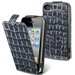 HCROCOIP4-GRISFONCE - Etui à rabat PU effet croco gris foncé pour iPhone 4/4S