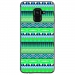 TPU0A8PLUS18AZTEQUEBLEUVER - Coque souple pour Samsung Galaxy A8-Plus 2018 avec impression Motifs aztèque bleu et vert