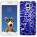 TPU0GALS5ARABESQUEBLEU - Coque Souple en gel transparente pour Galaxy S5 avec impression Motifs arabesque bleu