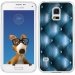 TPU0GALS5CAPITONBLEU - Coque Souple en gel transparente pour Galaxy S5 avec impression Motifs effet capitonné bleu