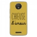 TPU0MOTOCPLUSCHIEUSEOR - Coque souple pour Motorola Moto C Plus avec impression Motifs Chieuse d'Amour or