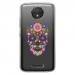 TPU0MOTOCPLUSSKULLFLEUR - Coque souple pour Motorola Moto C Plus avec impression Motifs crâne en fleurs