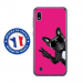 TPU0TPU0A10CHIENVFUSHIA - Coque souple pour Samsung Galaxy A10 avec impression Motifs chien à lunettes sur fond fushia