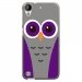 TPU1DES630CHOUETTE5 - Coque souple pour HTC Desire 630 avec impression Motifs chouette mauve et grise