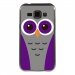 TPU1GALJ1CHOUETTE5 - Coque souple pour Samsung Galaxy J1 SM-J100F avec impression Motifs chouette mauve et grise