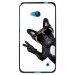 TPU1LUM640CHIENVBLANC - Coque Souple en gel noir pour Microsoft Lumia 640 avec impression Motifs chien à lunettes sur fond
