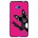 TPU1LUM640CHIENVFUSHIA - Coque Souple en gel noir pour Microsoft Lumia 640 avec impression Motifs chien à lunettes sur fond