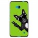 TPU1LUM640CHIENVVERT - Coque Souple en gel noir pour Microsoft Lumia 640 avec impression Motifs chien à lunettes sur fond