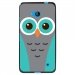 TPU1LUM640CHOUETTE1 - Coque Souple en gel noir pour Microsoft Lumia 640 avec impression Motifs chouette bleue et grise
