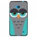 TPU1LUM640CHOUETTE2 - Coque Souple en gel noir pour Microsoft Lumia 640 avec impression Motifs chouette endormie bleue et 