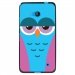 TPU1LUM640CHOUETTE4 - Coque Souple en gel noir pour Microsoft Lumia 640 avec impression Motifs chouette endormie rose et b