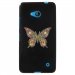 TPU1LUM640PAPILLONSEUL - Coque Souple en gel noir pour Microsoft Lumia 640 avec impression Motifs papillons psychédélique