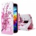 WALLET01S5MINI - Etui type portefeuille Fleurs roses pour Galaxy S5-Mini rabat latéral articulé fonction stan