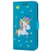 WALLICO-J32017BLUE - Housse Etui Galaxy J3-2017 Licorne avec strass et paillettes coloris bleu