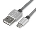 4SMARTSMICRO1MGRIS - Câble renforcé 1M prise aluminium USB réversible vers MicroUSB 