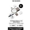 BBEN-INDUCAPPLEWATCH3W - Chargeur magnétique pour Apple Watch 7/6/SE/5/4 USB + USB C de Bigben