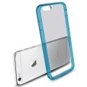 BIMATBUMPBLEUIP647 - Coque souple en gel type bumper crystal bleu avec dos transparent pour iPhone 6