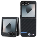 BMHCZF622NBCK - Coque 2 parties BMW pour Galaxy Z Flip 6 coloris noir et carbone ligne bleue