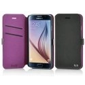 BOOKES1076DGV - Etui Folio Fonex série Elegance Stand pour Samsung Galaxy S6 SM-G920 gris foncé et violet
