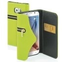 BOOKLZ1090GR - Etui Folio Fonex série Lady Zip pour Samsung Galaxy S6 Edge SM-G925 vert et noir