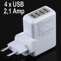 CHV4USBBLANC - Quadri-Chargeur 4 prises USB courant de charge de 2,1 Ampères