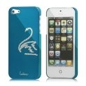 COVIP5SWANBLEU - Coque iPhone SE et 5s bleue rigide avec cygne en strass