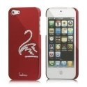 COVIP5SWANROUGE - Coque iPhone SE et 5s rouge rigide avec cygne en strass