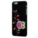 CPRN1IPHONE6CHOUETTEBRANCHE - Coque noire iPhone 6 Impression motif Chouette colorée sur une branche