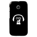 CPRN1MOTOESINGECASQUE - Coque noire pour Motorola Moto E motif singe casque