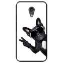 CPRN1MOTOGV2CHIENVBLANC - Coque noire pour Motorola Moto-G2 impression chien à lunette sur fond blanc