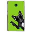 CPRN1NOKIAXCHIENVVERT - Coque rigide pour Nokia X avec impression Motifs chien à lunettes sur fond vert