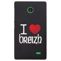 CPRN1NOKIAXCOEURBREIZH - Coque rigide pour Nokia X avec impression Motifs coeur rouge I Love Breizh