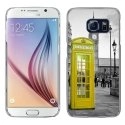 CRYSGALS6CABINEUKJAUNE - Coque rigide transparente pour Galaxy S6 impression motif cabine téléphonique UK jaune