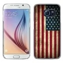 CRYSGALS6DRAPUSAVINTAGE - Coque rigide transparente pour Galaxy S6 impression motif drapeau USA vintage