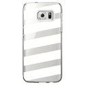 CRYSGALS7EDGEBANDESBLANCHES - Coque rigide transparente pour Samsung Galaxy S7-Edge avec impression Motifs bandes blanches